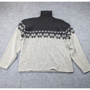 Vintage Turtleneck Sweater Mens Large Wool Fair Isle L'Homme Ski Retro Preppy